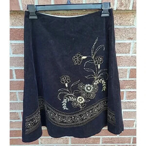 Vintage Willi Smith Velvet Skirt Women's Size 8 Black Gold Accents A Line Skirt